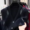 Chaleco Cardigan de Punto para Hombre Ropa Interior Otoño Invierno Cálido Ajuste Delgado Chaqueta Chaleco de Punto para Hombre