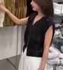2025 Novo Verão Estilo Coreano Moda Versátil Decote V Regata Sem Mangas Feminina Slim Elegante Versátil Tendência