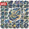 Abastecimiento Directo Transfronterizo 50 Hojas Pegatinas Noche Estrellada Mito Azul Cósmico Dorado Viento Decoración Soñadora Impermeable Pegatinas para Diario Funda de Teléfono