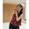 Nueva Camisa sin Mangas de Estilo Chino Nacional para Mujer, Nueva Moda de Verano Retro Estampada con Cuello Alto Holgada Versátil, Elegante