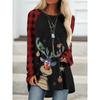 2021 Comércio Exterior Europeu e Americano Transfronteiriço Moda Feminina Solta Gola Redonda Impressão Digital 3d Manga Comprida Camiseta Top