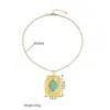 Corrente para Suéter Popular Transfronteiriça de Aço Inoxidável Dourado 18K Turquesa Luxo Acessível High-End Popular no Instagram Estilo Dongguan Joias de Aço Titânio