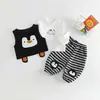 Roupa fofa de bebê para primavera, conjunto estilo coreano, conjunto de três peças de roupa com colete para primavera e outono, novo design estiloso para sair
