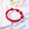 Pulseira Ouro de Areia Lingote Pequeno Trançada Ano Zodiacal Pulseira de Corda Vermelha Pulseira Casal Pulseira Melhor Amiga Pequena Fresca