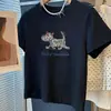 Top Corto de Manga Corta Holgado con Letra de Dibujos Animados de Perro Estilo Americano de Nicho Verano 2025 para Mujer Lindo Versátil Casual