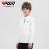 Ropa de Golf Infantil Pgm Otoño e Invierno Camiseta de Manga Larga para Niños Ropa Combinación de Colores Raya Alta Elasticidad Suave Ropa para Niños