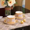 Conjunto de Xícara e Pires para Café de Porcelana Óssea Família H Criativa Xícara de Chá com Pires Doméstico Simples Cerâmica para Chá Perfumado Atacado Transfronteiriço