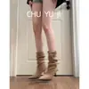 Botines de Tacón de Aguja Puntiagudos con Hebilla First Encounter Season para Mujer Colección Otoño/Invierno 2026 Nuevos Fruncidos Botines Adelgazantes