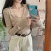 Suéter con cuello polo, top de punto ajustado y estilizado para mujer, nuevo estilo otoño e invierno, prenda base, top de punto puro y deseable, de manga larga para mujer