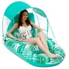 Tenda Inflável com Toldo Solar, Boia Inflável com Proteção Solar, Cadeira de Piscina Inflável para Adultos, Barco Inflável com Porta-Copos, Cadeira Flutuante com Toldo e Encosto