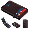 Portatarjetas Metálico con Tapa abatible Nuevo Modelo Transfronterizo 80% de descuento Billetera de Cuero Crazy Horse Billetera Vertical Antirrobo RFID para Hombre