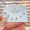 Exquisito y Pequeño Set de Tres Piezas Cuadrado de Zirconia Aretes Combinados para Mujer Moda Coreana Zirconia Aretes de Pin Plateado Celebridad de Internet
