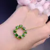 Colgante de Diópsido Natural Plata 925 Incrustado con Oro Blanco Electrochapado en Plata 925 Tamaño de Piedra Principal 5 mm Soporta Pruebas