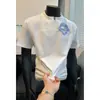 Camiseta Polo de Verano para Hombre, Manga Corta, Patchwork Desestructurado, Delgada, Fresca, Transpirable, de Secado Rápido, Deportiva, con Media Cremallera