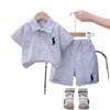 Guapo Niño Camisa a Cuadros Estilo Coreano Manga Corta Conjunto de Dos Piezas Verano 2025 Ropa de Verano Nueva para Bebé a la Moda