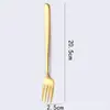 Colher de Aço Inoxidável Estilo Coreano Garfo para Frutas Colher de Jantar Doméstica Colher Popular na Internet Criativa Cabo Longo Colher de Sobremesa Garfo Grande