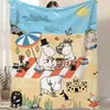 Manta de Franela Estampada Digital de Gran Venta, Manta de Oficina para Todas las Estaciones, Manta Gruesa de Dibujos Animados para Aire Acondicionado