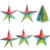 Novo pingente de estrela de cinco pontas PET para decoração de festa de fim de ano, pingente de estrela tridimensional colorido para árvore de Natal