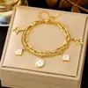 Pulsera de joyería de moda dorada ins para combinar con todo, pulsera de acero de titanio simple de lujo ligero, trébol de cuatro hojas para mujer, transfronteriza