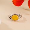 Yuebao Joyería Ámbar Plata de Ley S925 Rama Hoja Vid Diseño Ovalado Anillo de Plata Venta Directa de Fábrica
