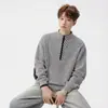 Sudadera retro americana con cuello alto y media cremallera para hombre, top casual holgado de manga larga para otoño, chaqueta sudadera de moda