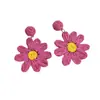 Pendientes de Flores de Estilo Vacacional de Verano Nuevos Europeos y Americanos Pendientes de Estilo Bohemio Pendientes de Rafia Tejidos a Mano para Mujer