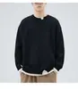 Suéter de Punto Suelto con Cuello Redondo Falso de Dos Piezas para Hombre Invierno 2026 Diseño de Moda Sentido del Diseño Prendas Base Ropa de Hombre