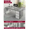 Estação de trabalho para funcionários de escritório, conjunto de mesa e cadeira de escritório, mesa de computador simples e moderna para uma pessoa com gaveta, mesa para casa