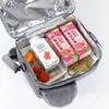 Bolso de mano lonchera de doble capa bolsa aislante impermeable bolsa de almuerzo para estudiante trabajador de oficina simple bolsa de hielo engrosada con papel de aluminio