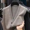 Chaleco Grueso de Punto con Cuello en V para Hombre, Nuevo Estilo Otoño/Invierno, Cárdigan Suéter Cálido Casual a la Moda para Personas de Mediana Edad y Mayores