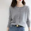 Chaqueta de Punto Cardigan Nueva para Mujer Primavera y Otoño con Bolsillos, Suéter Top de Moda, Suéter de Cuello en V, Ropa de Abrigo de Color Sólido para Otoño
