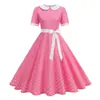 Foto Real do Vestido Rodado de 2026 Amazon Cross-Border Mais Vendido com Gola de Boneca, Bolinhas, Estilo Retro Hepburn