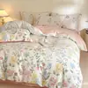 Set de Cuatro Piezas de Algodón Estampado con Textura de Algodón Suave y Cera, Diseños Vegetales y Florales, Funda Nórdica 100% Algodón, Sábana Ajustable, Juego de Cama Cuatro Piezas de Algodón Puro