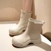 En nombre de las nuevas botas de lluvia de caña media, zapatos de goma para mujer, ropa exterior, botas de agua, zapatos de agua para adulto, botas de lluvia cortas con forro polar, venta al por mayor transfronteriza