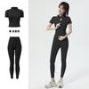 Roupa de Yoga para Mulheres com Gola Alta e Manga Curta, Jaqueta Esportiva Profissional para Primavera e Verão, Secagem Rápida, Respirável, Justa ao Corpo, Fato Fitness Emagrecedor