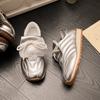 Sapatos Brancos Gu Yun Femininos Primavera 2025 Versátil Explosivo Sapato de Treino com Tampa Flip Sapato Forrest Gump Cadarço Vintage Casual