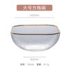 Tigela de vidro com borda dourada Padrão martelado criativo japonês Tigela quadrada de vidro para salada Conjunto de tigelas quadradas domésticas Utensílios de mesa de vidro