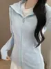 Chaqueta de otoño temprano para mujer 2026 nueva sudadera con capucha ajustada, cárdigan fino casual con cremallera, parte superior, atuendo estilo coreano