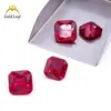Gema Artificial Piedra Suelta Rubí Cuadrado Biselado Cuadrado Plano Corindón Rojo Collar Anillo Piedra Principal Piedra de Acompañamiento