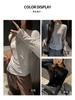 Camisa Básica Redonda de Outono e Inverno para Mulheres de Alta Qualidade em Tencel Lã Cor Pura T-shirt High-End Ombro Direito