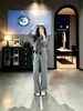2026 Traje Deportivo Casual Gris de Moda para Mujer Otoño e Invierno Chaqueta con Cremallera Pantalones de Pierna Ancha Conjunto Deportivo de Dos Piezas