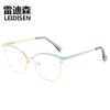 Nuevos lentes de moda de metal para cejas con luz anti-azul para mujer, ojo de gato, lentes lisos que se pueden equipar con lentes para miopía 9716