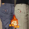 Calça Reta Masculina de Alta Qualidade, High-End, Outono e Inverno, Nova, Quente, Versátil, Forrada com Fleece, Resistente ao Desgaste, Slim, de Negócios, Luxo Leve