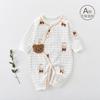 Mameluco para Recién Nacido Ropa de Bebé Mono Sin Costuras Primavera y Otoño Algodón Puro Clase Aa Ropa Estilo Monje con Botones Cruzados y Corbata