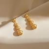 Aretes colgantes de bola larga de metal brillante para combinar con todo, aretes simples y elegantes para mujer, aretes de moda, aretes de alta gama
