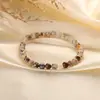Pulsera de piedra ojo de tigre de color simple de moda, pulsera tejida a mano con cuentas de alto sentido de nicho, joyería para damas al por mayor