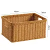 Cesta de almacenamiento tejida para armario de casa, mesa de centro, cesta para guardar ropa, aperitivos, cesta tejida de ratán sintético, estilo europeo.