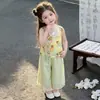 Conjunto de Verano para Niñas 2026 Nuevo Elegante Moda Infantil Top Bebé Verano Delgado Estilo Chino Conjunto de Dos Piezas