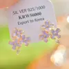 A059 Diseño Estilo Francés Flor Delicada Goteo de Aceite Morado Fresco Versátil Pendientes Diarios Pinza de Oreja Repelente de Mosquitos para Mujer