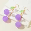 Pendientes de Cereza Japoneses y Coreanos Coloridos de Verano, Pendientes Acrílicos Dulces y Lindos Estilo Ins para Mujer